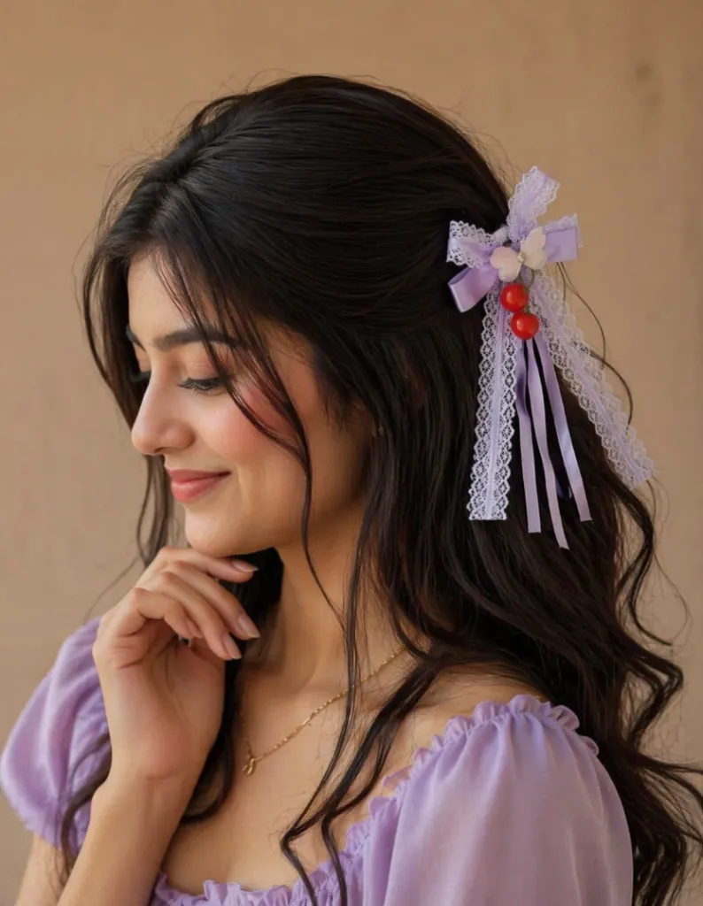 Cherry Lace Bow Hair Clip 🍒