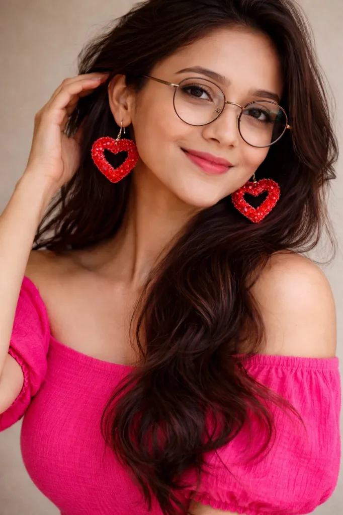 Heart Earrings (Red Crystal Style)